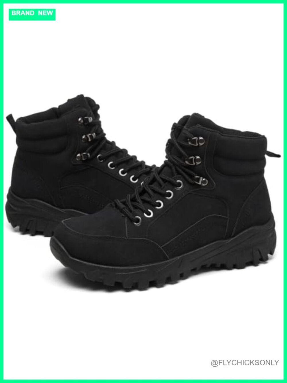 Women's Combat Ankle Boots Faux Leather Water Resistant Lug Sole